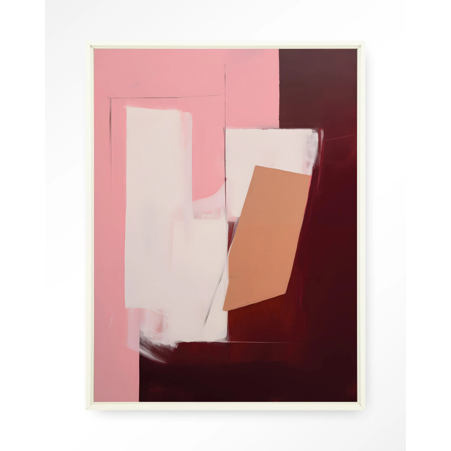 Urban Cotton Wandkleed 'Red Fields' 80 x 110cm in Floating Frame - off white afbeelding 