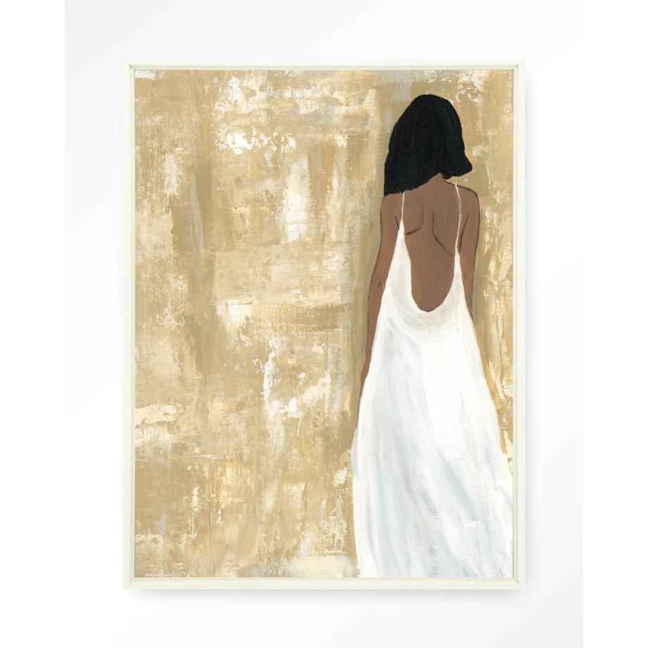 Urban Cotton Wandkleed 'She Opened Her Heart' 145 x 190cm in Floating Frame - off white afbeelding 