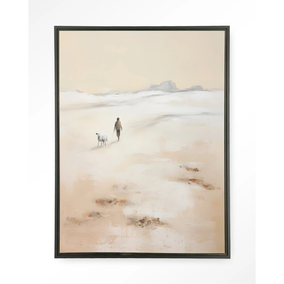 Urban Cotton Wandkleed 'Shepherd Verticaal' 110 x 145cm in Floating Frame - black afbeelding 