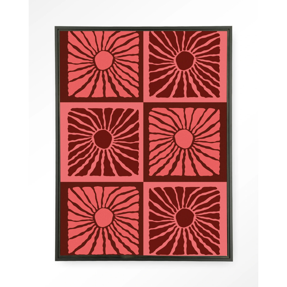 Urban Cotton Wandkleed 'Suns In Pink' 145 x 190cm in Floating Frame - black afbeelding 