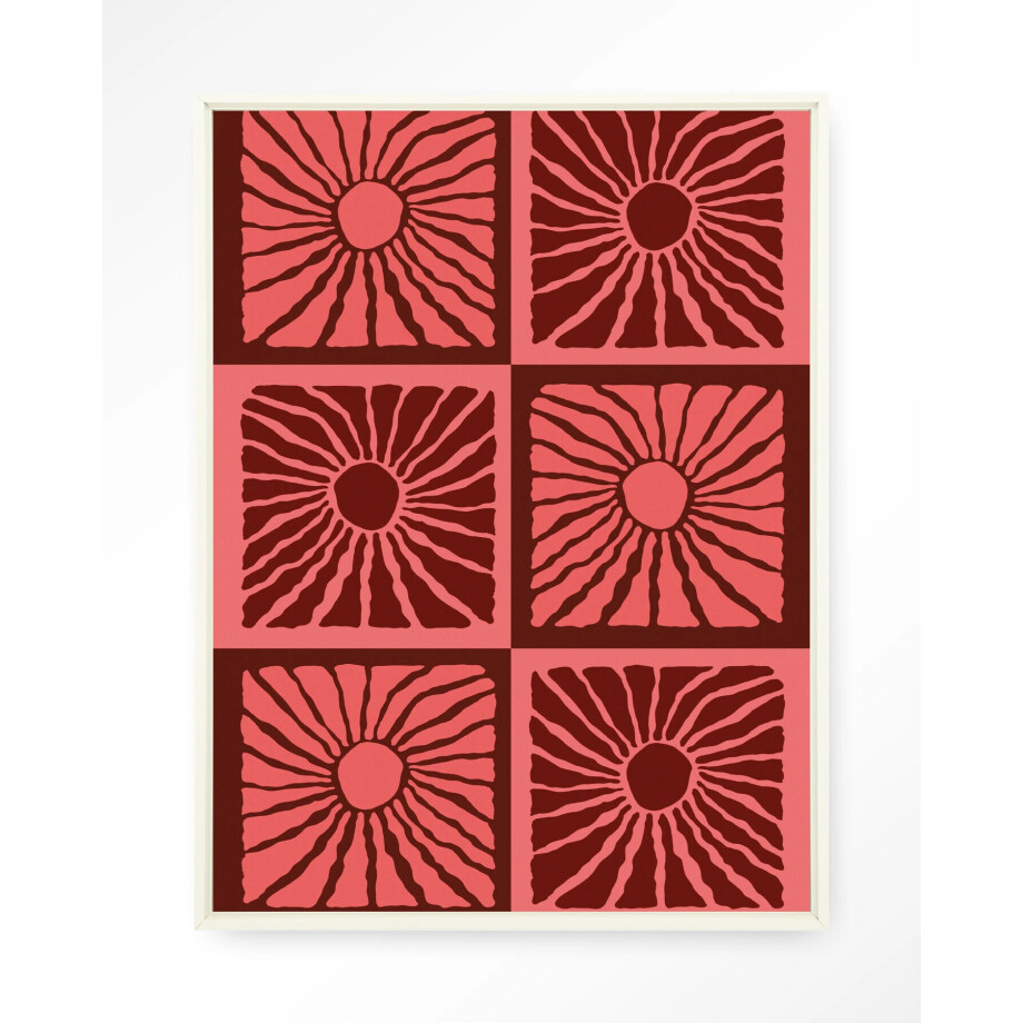 Urban Cotton Wandkleed 'Suns In Pink' 145 x 190cm in Floating Frame - off white afbeelding 