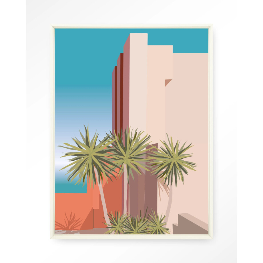 Urban Cotton Wandkleed 'Tropical Place' 80 x 110cm in Floating Frame - off white afbeelding 
