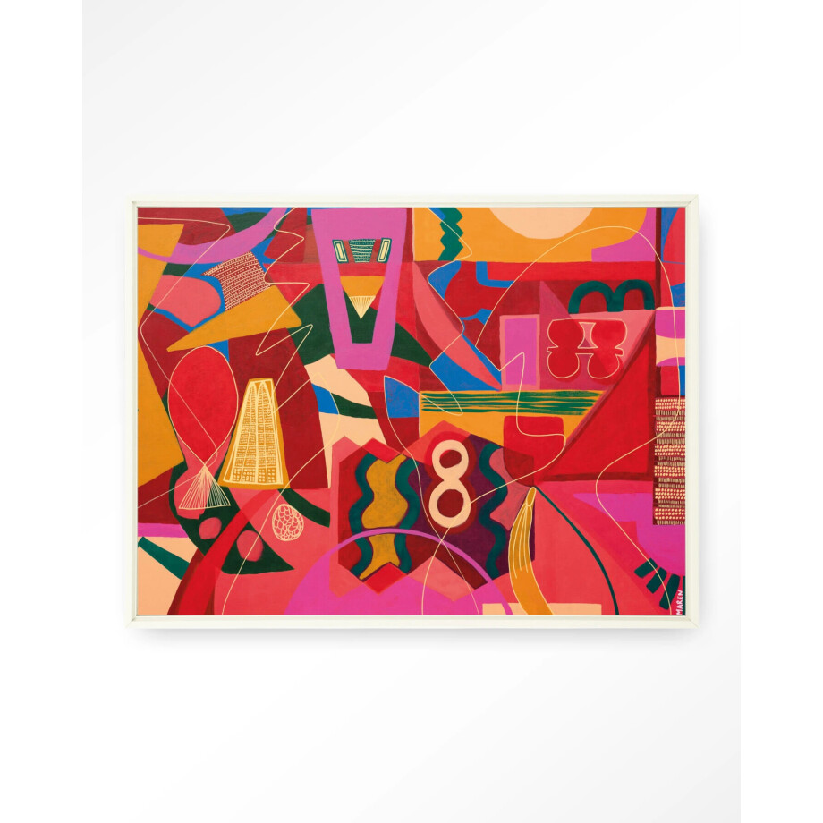 Urban Cotton Wandkleed 'Una Noche De Jazz' 145 x 190cm in Floating Frame - off white afbeelding 