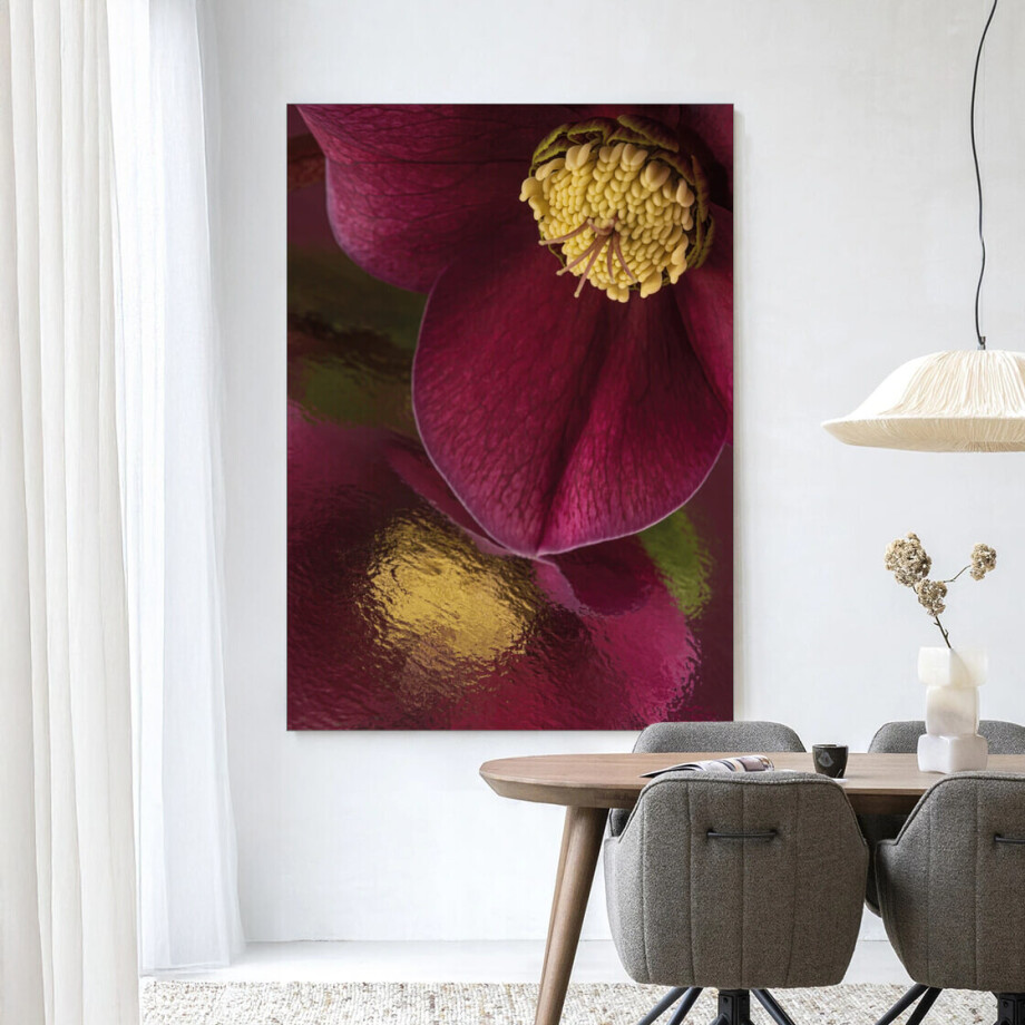 Urban Cotton Wandkleed 'Weerspiegeling Van Een Kerstroos' 110 x 145cm in Frame - black afbeelding 