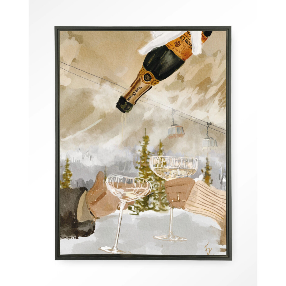 Urban Cotton Wandkleed 'Winter Champagne' 80 x 110cm in Floating Frame - black afbeelding 