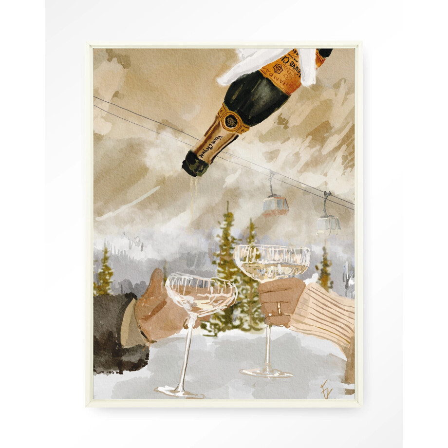 Urban Cotton Wandkleed 'Winter Champagne' 80 x 110cm in Floating Frame - off white afbeelding 