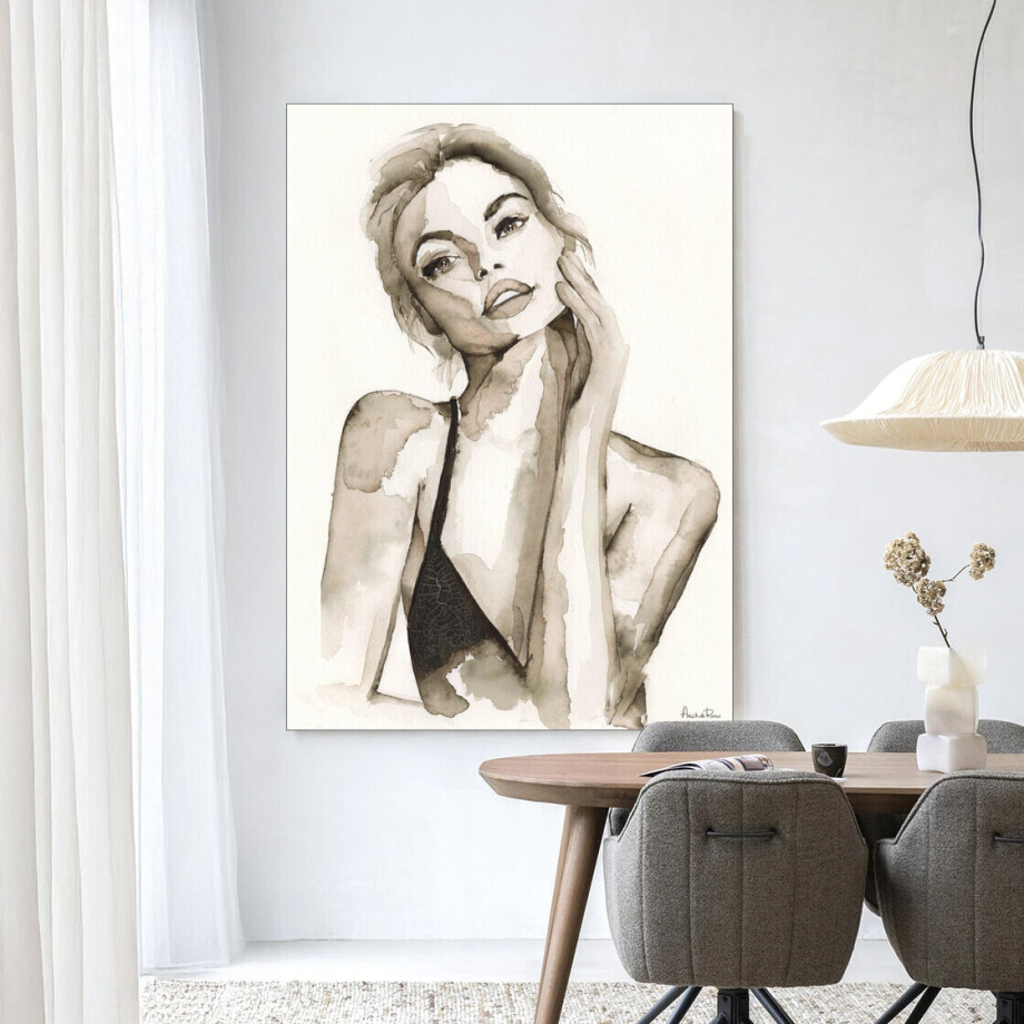 Urban Cotton Wandkleed 'A Woman's Face' 145 x 190cm in Frame - black afbeelding 