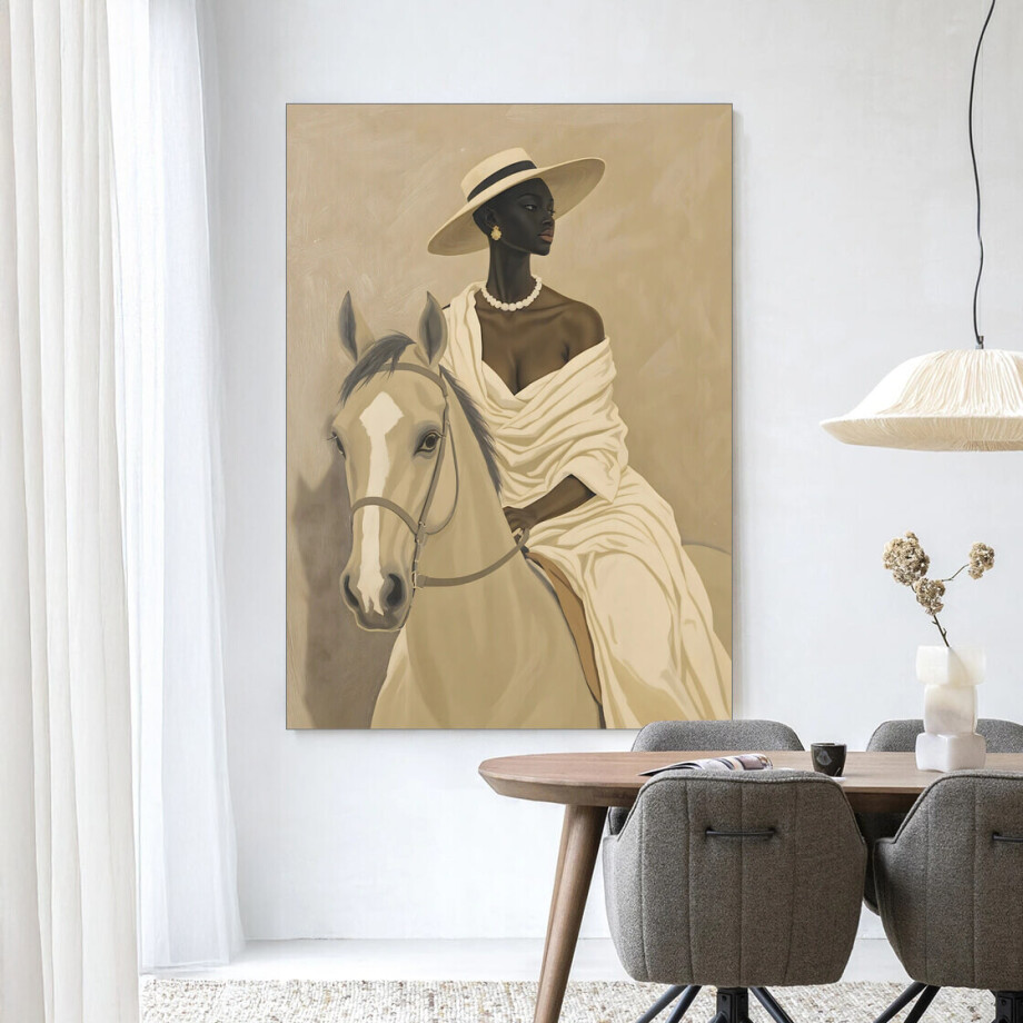 Urban Cotton Wandkleed 'Amazone' 145 x 190cm in Frame - black afbeelding 