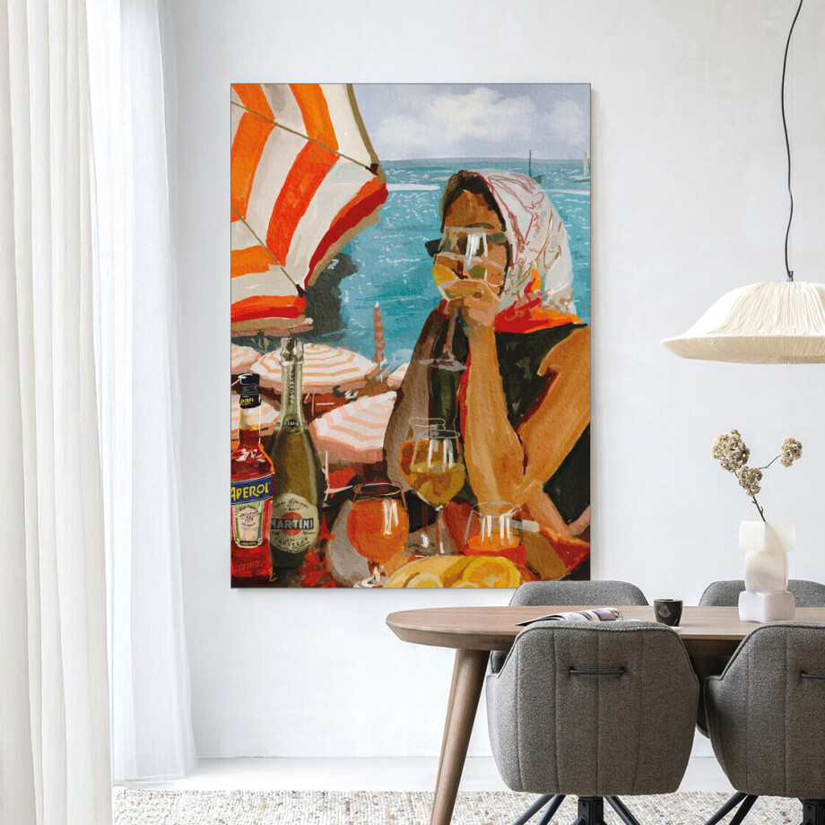 Urban Cotton Wandkleed 'Aperol O'clock' 145 x 190cm in Frame - black afbeelding 