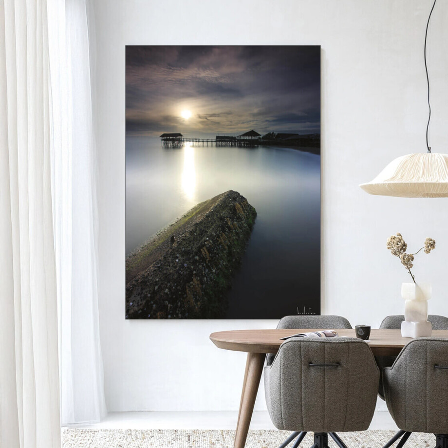 Urban Cotton Wandkleed 'Batu Lamunan' 80 x 110cm in Frame - black afbeelding 