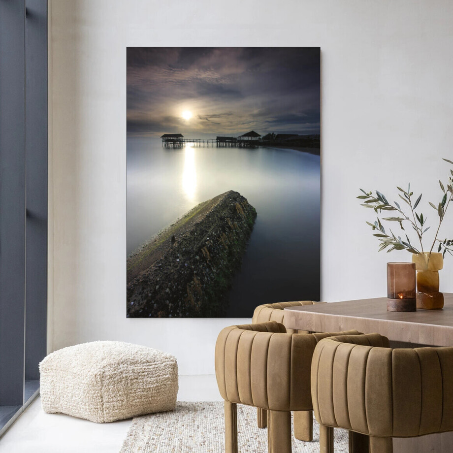 Urban Cotton Wandkleed 'Batu Lamunan' 145 x 190cm in Frame - black afbeelding 