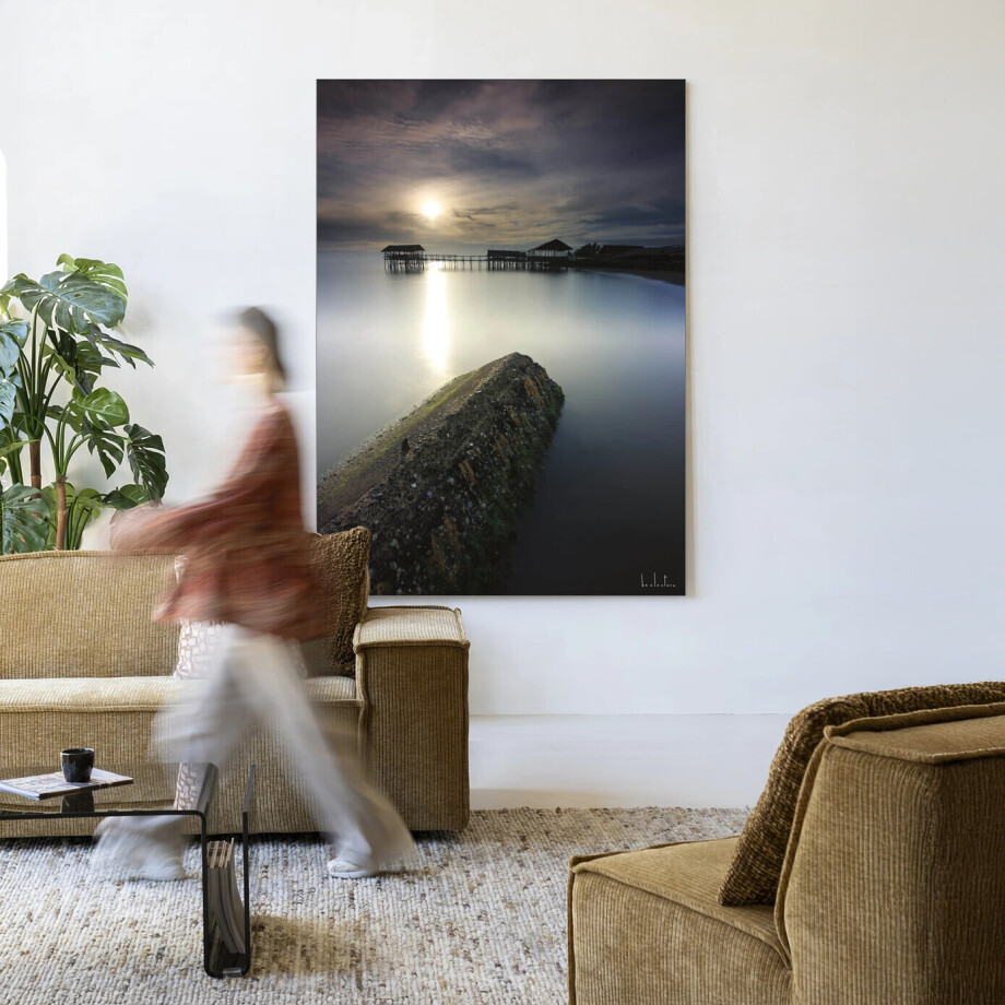 Urban Cotton Wandkleed 'Batu Lamunan' 110 x 145cm in Frame - black afbeelding 