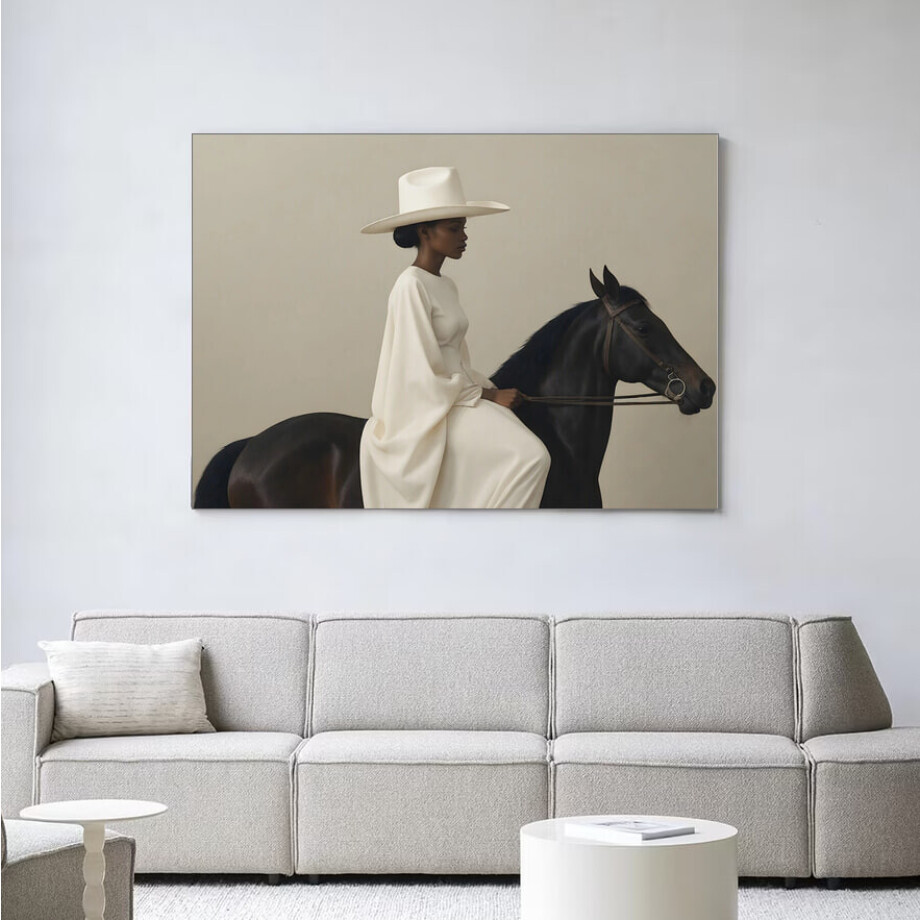 Urban Cotton Wandkleed 'Beige Rider' 110 x 145cm in Frame - black afbeelding 
