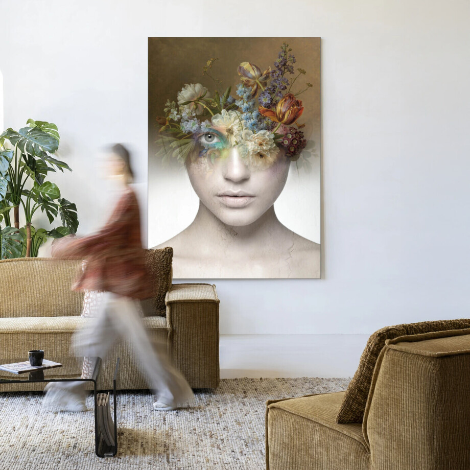 Urban Cotton Wandkleed 'Bloom' 110 x 145cm in Frame - black Urban Cotton Wandkleed 'Bloom' 110 x 145cm in Frame - black afbeelding