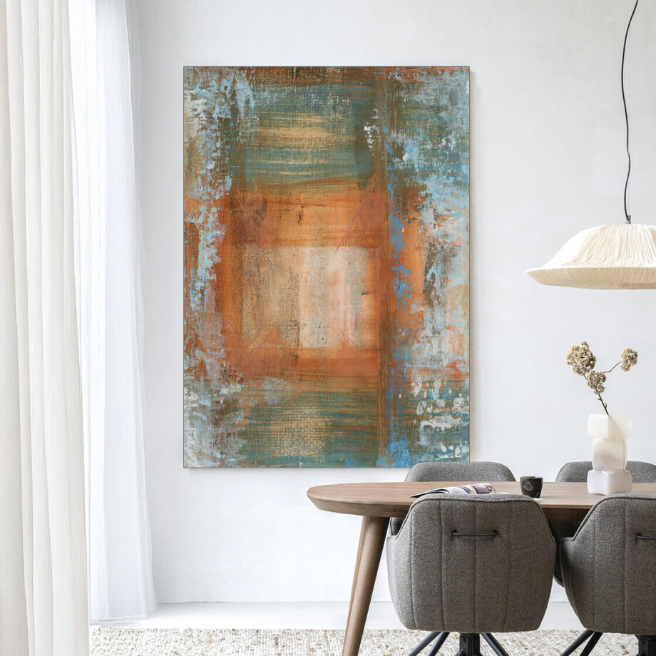 Urban Cotton Wandkleed 'Blue Ocker Abstract 1' 145 x 190cm in Frame - black Urban Cotton Wandkleed 'Blue Ocker Abstract 1' 145 x 190cm in Frame - black afbeelding