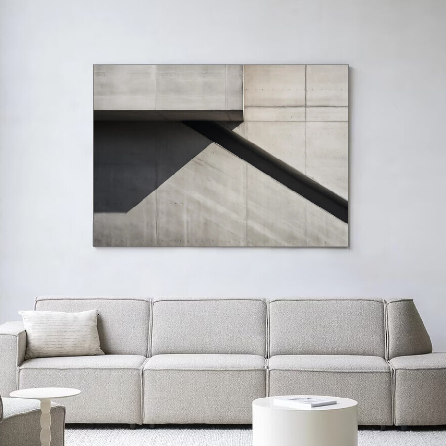 Urban Cotton Wandkleed 'Concrete Detail' 145 x 190cm in Frame - black afbeelding 