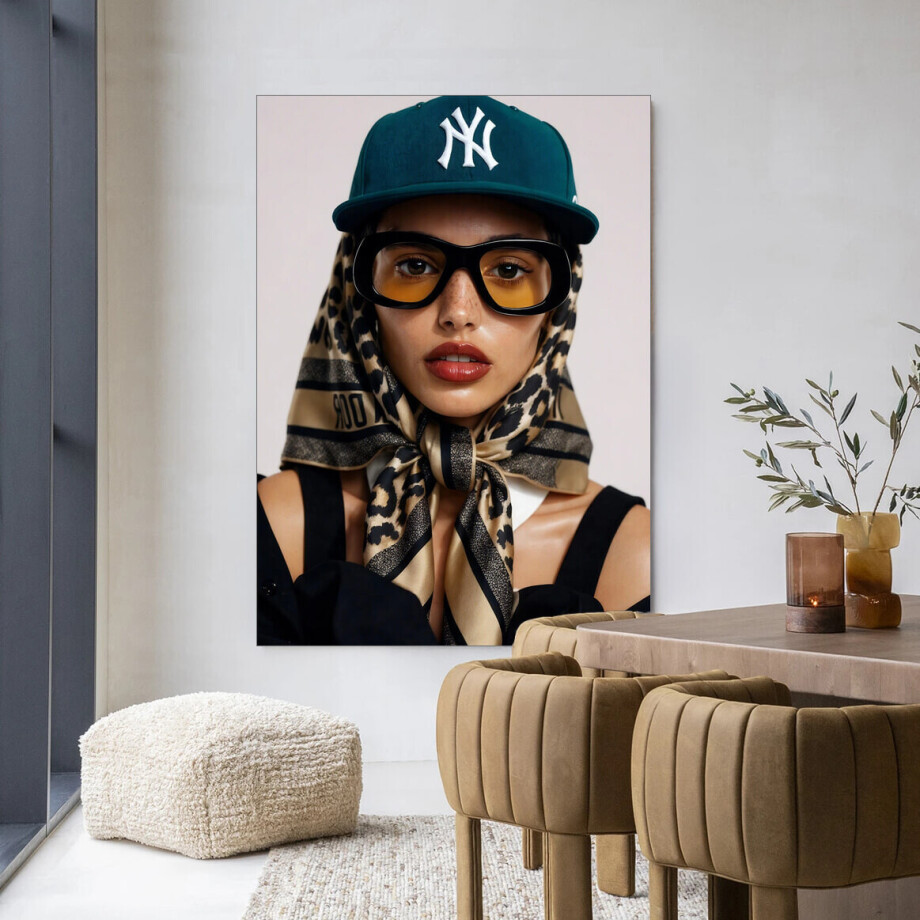Urban Cotton Wandkleed 'Cool Girl' 80 x 110cm in Frame - black afbeelding 