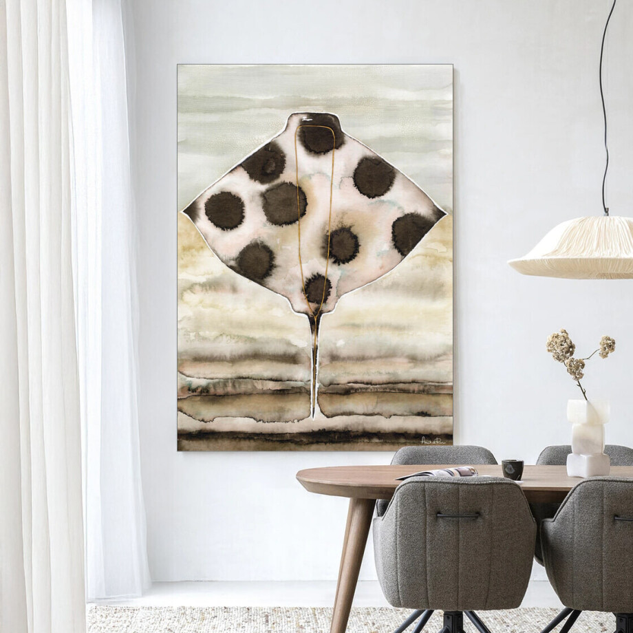 Urban Cotton Wandkleed 'Eagle Ray' 110 x 145cm in Frame - black afbeelding 