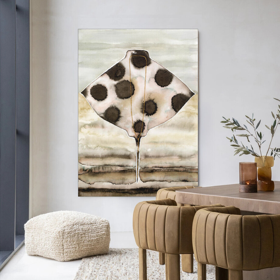 Urban Cotton Wandkleed 'Eagle Ray' 145 x 190cm in Frame - black afbeelding 
