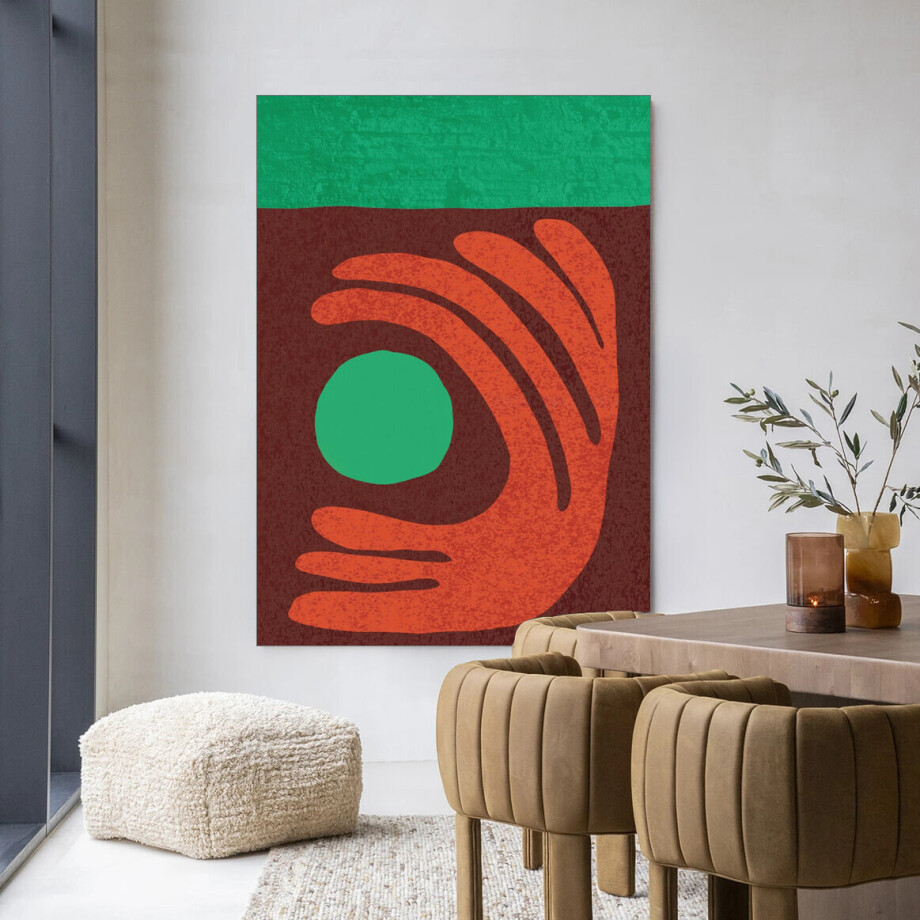 Urban Cotton Wandkleed 'Elements Green' 80 x 110cm in Frame - black afbeelding 