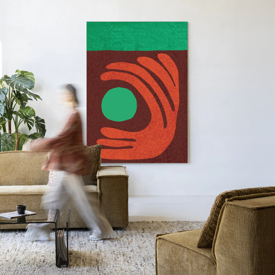 Urban Cotton Wandkleed 'Elements Green' 110 x 145cm in Frame - black afbeelding 