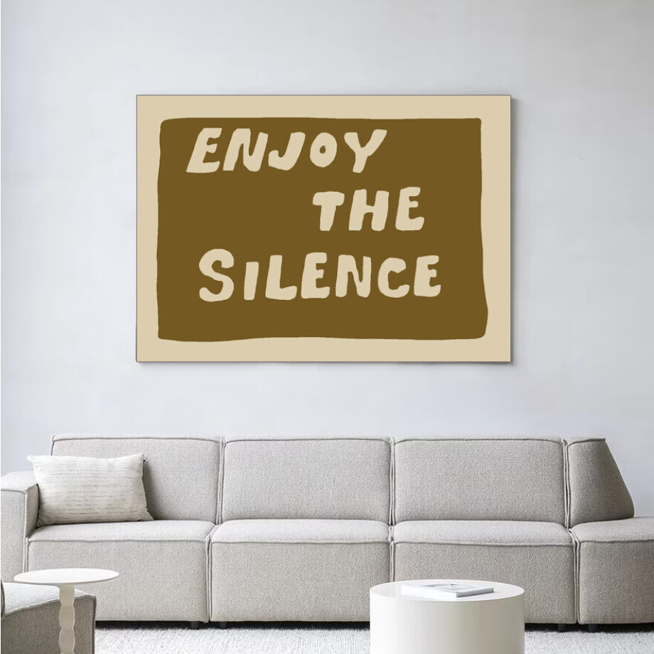 Urban Cotton Wandkleed 'Enjoy The Silence Green' 80 x 110cm in Frame - black afbeelding 