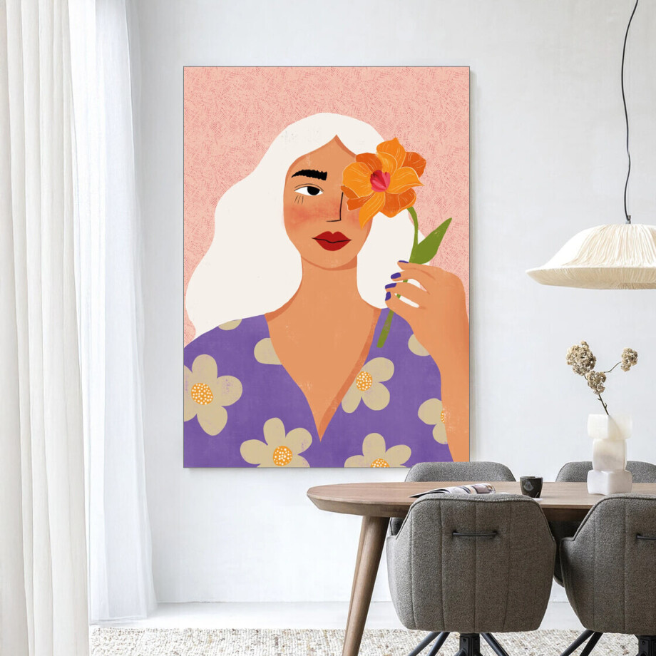 Urban Cotton Wandkleed 'Flower Girly' 110 x 145cm in Frame - black afbeelding 