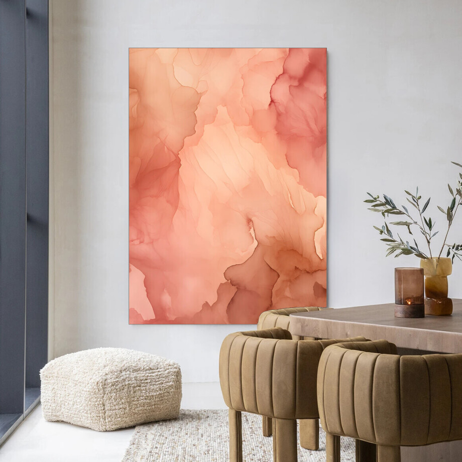 Urban Cotton Wandkleed 'Flowing Pink' 110 x 145cm in Frame - black afbeelding 
