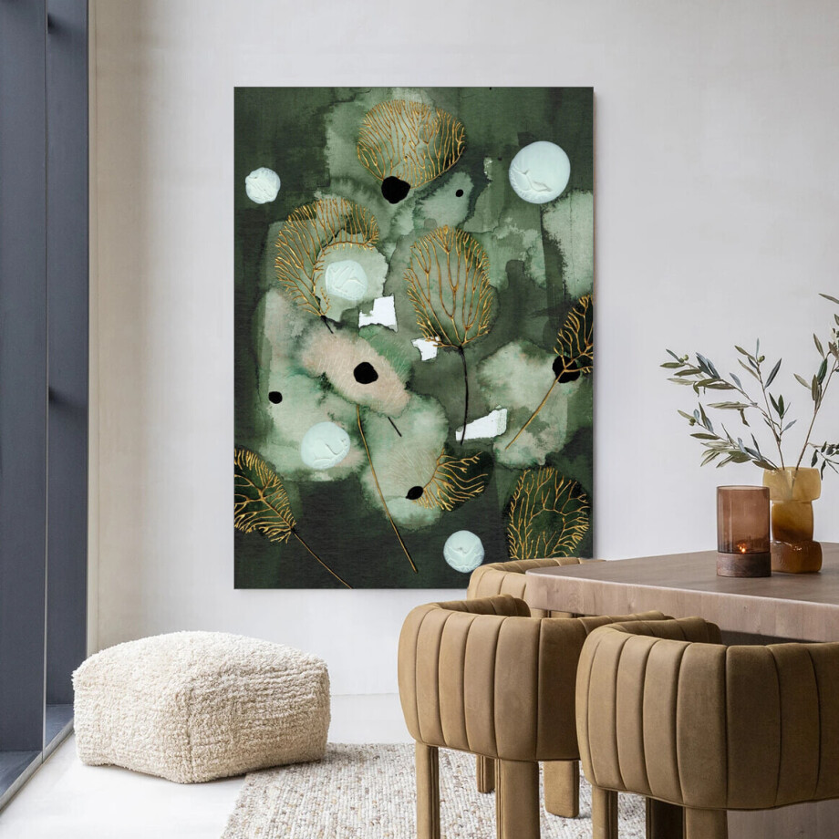 Urban Cotton Wandkleed 'Forest Flower' 80 x 110cm in Frame - black afbeelding 