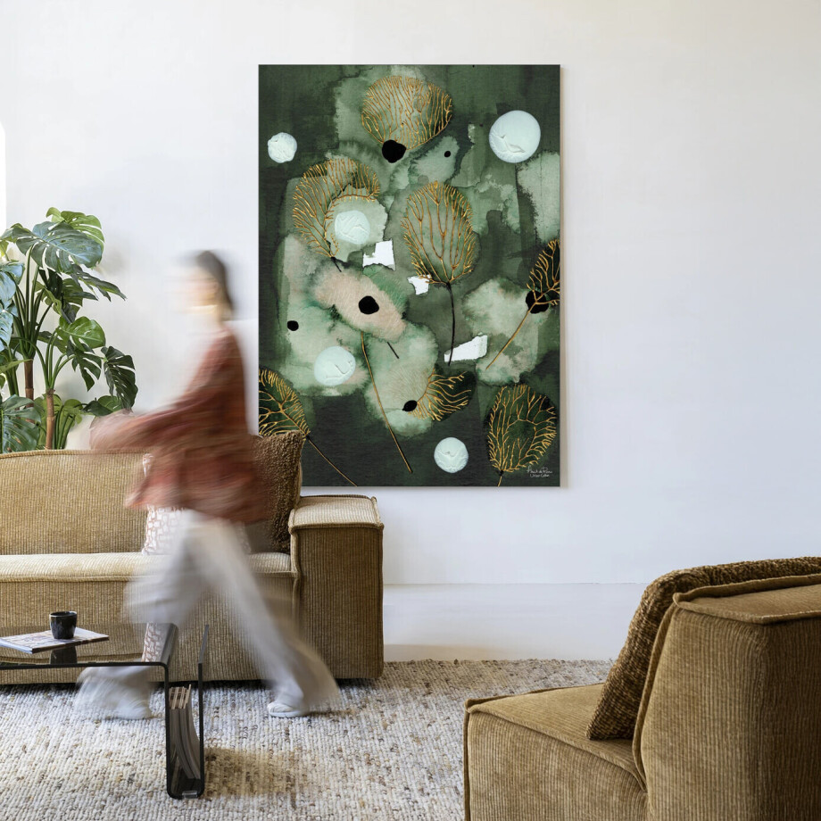 Urban Cotton Wandkleed 'Forest Flower' 145 x 190cm in Frame - black afbeelding 