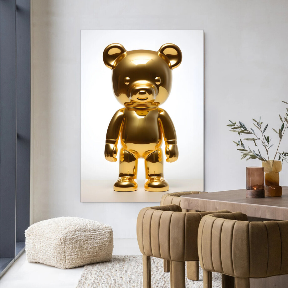 Urban Cotton Wandkleed 'Golden Teddybear' 80 x 110cm in Frame - black afbeelding 