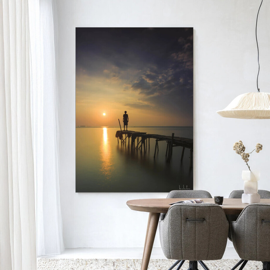 Urban Cotton Wandkleed 'Good Morning Cirebon' 110 x 145cm in Frame - black afbeelding 