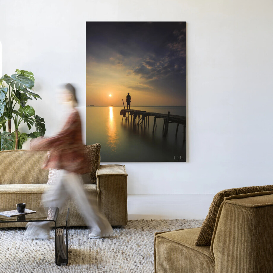 Urban Cotton Wandkleed 'Good Morning Cirebon' 80 x 110cm in Frame - black afbeelding 