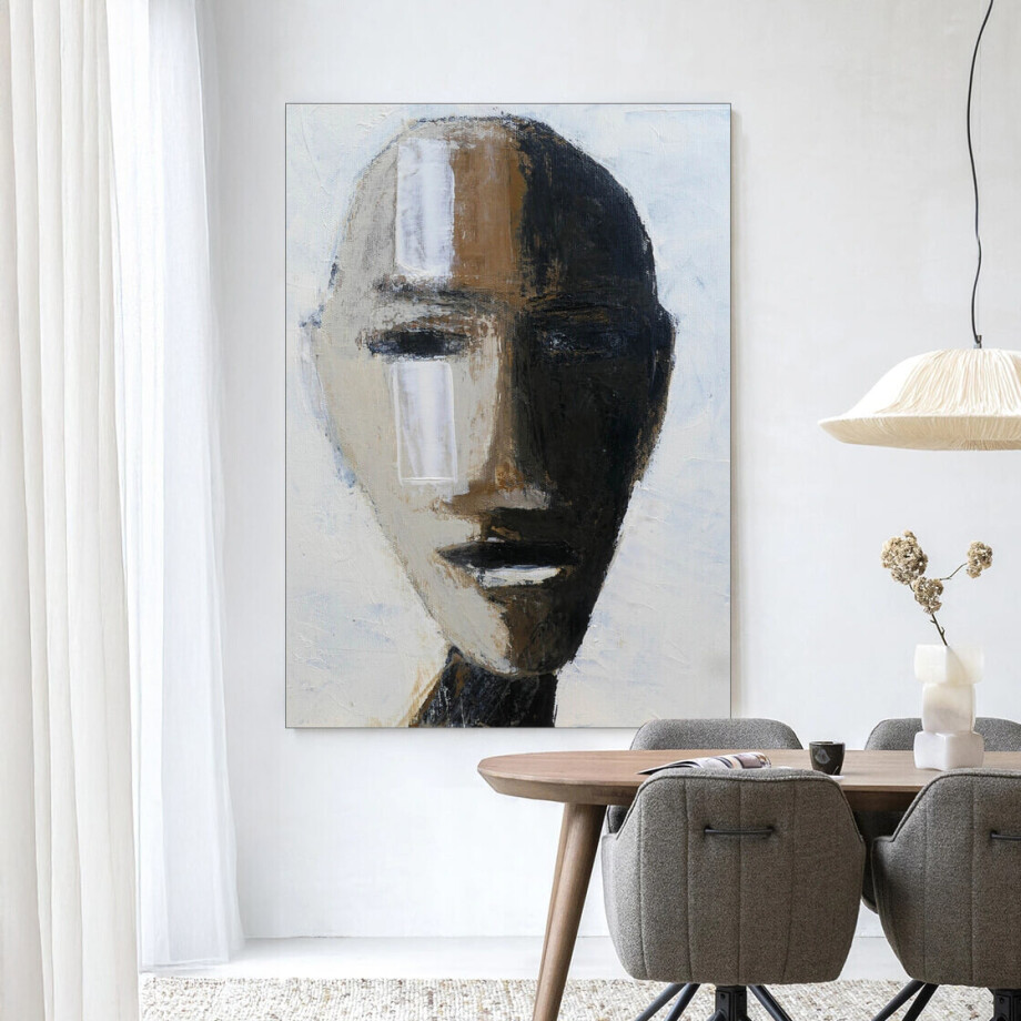 Urban Cotton Wandkleed 'Head 2' 80 x 110cm in Frame - black afbeelding 