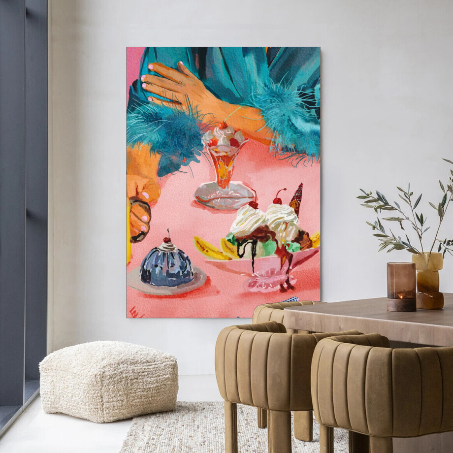 Urban Cotton Wandkleed 'Ice Creams' 80 x 110cm in Frame - black afbeelding 