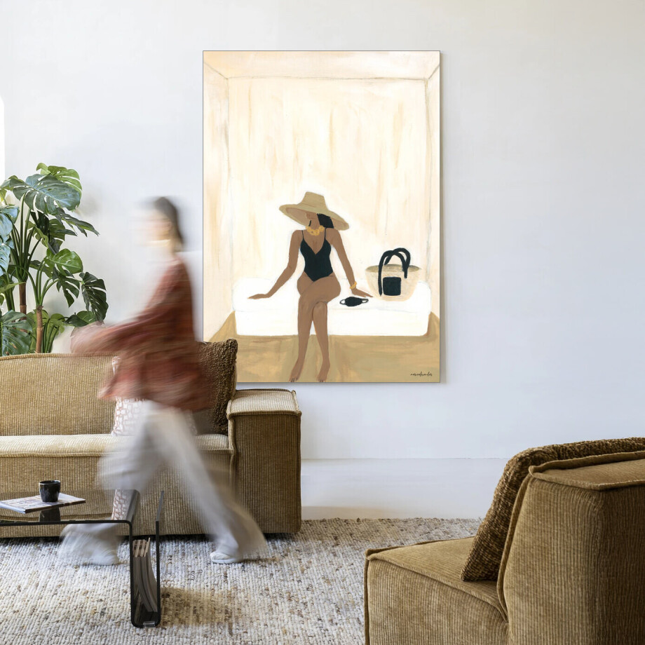 Urban Cotton Wandkleed 'Luxuriate Regardless' 145 x 190cm in Frame - black afbeelding 