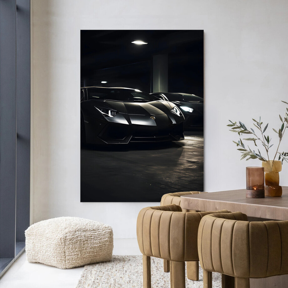 Urban Cotton Wandkleed 'Luxury Garage' 80 x 110cm in Frame - black afbeelding 