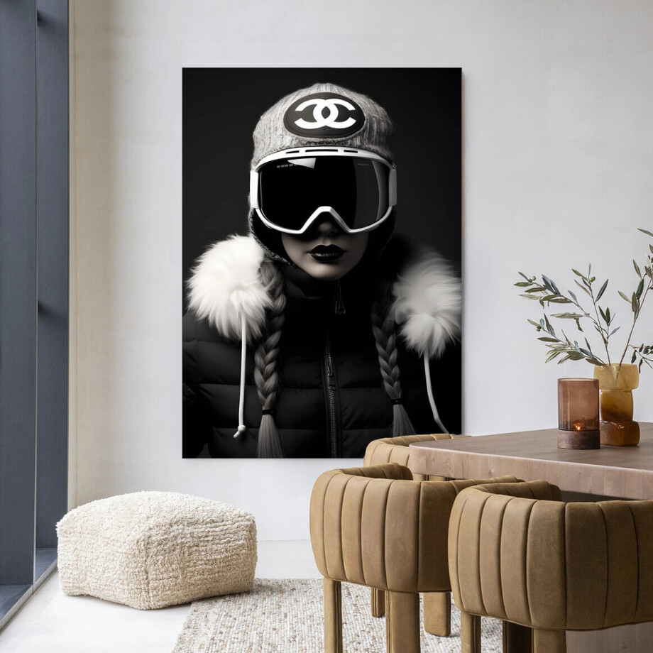 Urban Cotton Wandkleed 'Luxury Snow Girl' 80 x 110cm in Frame - black afbeelding 