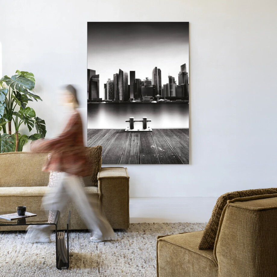 Urban Cotton Wandkleed 'Momentarily Silent' 110 x 145cm in Frame - black afbeelding 