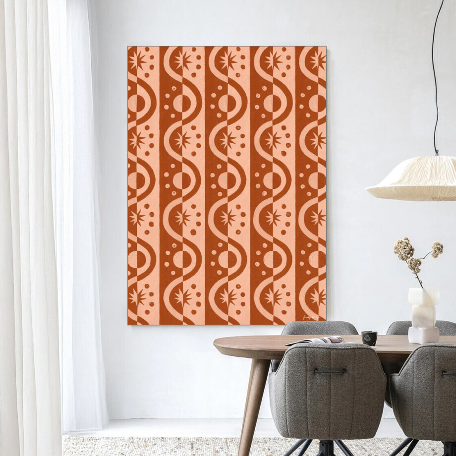 Urban Cotton Wandkleed 'Moon BlockPrint' 145 x 190cm in Frame - black afbeelding 