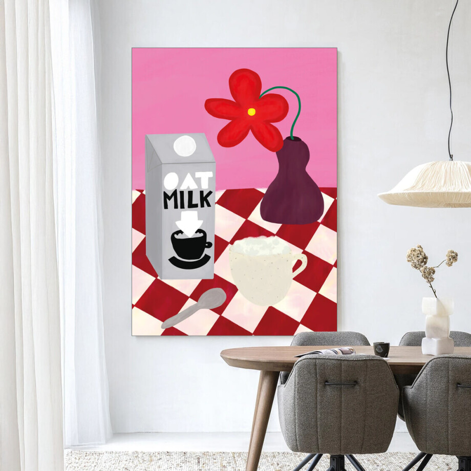 Urban Cotton Wandkleed 'Oatmilk Morning' 145 x 190cm in Frame - black afbeelding 