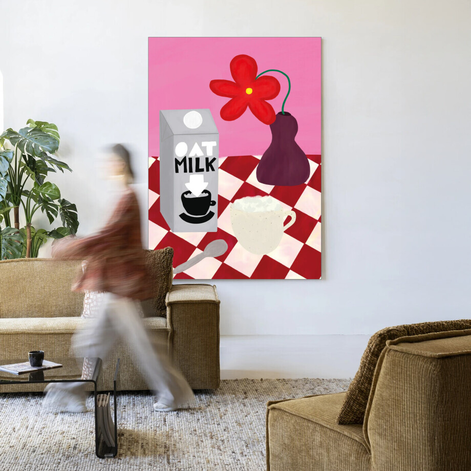 Urban Cotton Wandkleed 'Oatmilk Morning' 110 x 145cm in Frame - black afbeelding 