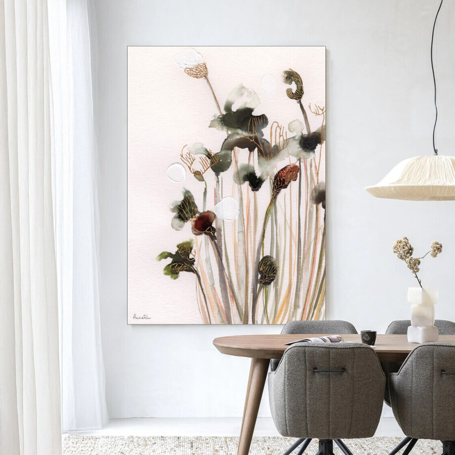 Urban Cotton Wandkleed 'Pastel Flowers 2' 80 x 110cm in Frame - black afbeelding 