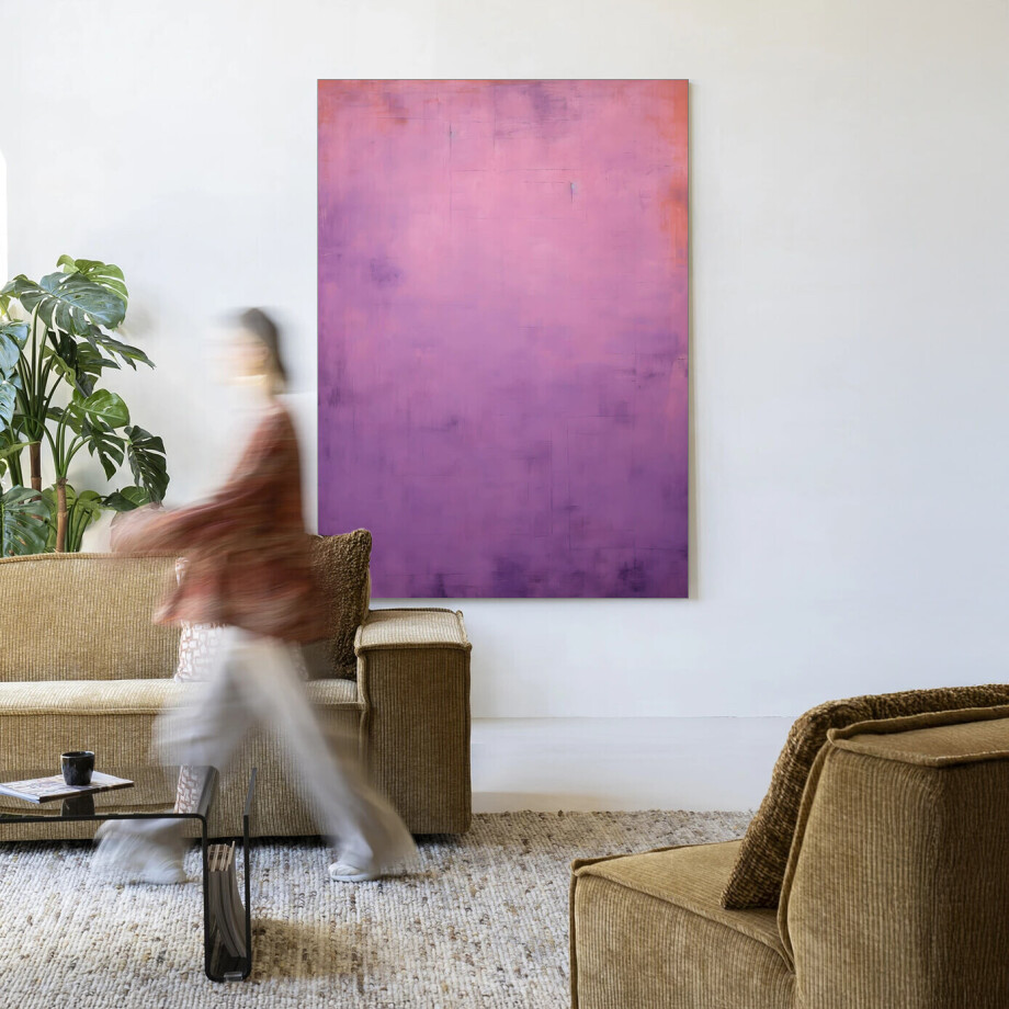 Urban Cotton Wandkleed 'Purple' 145 x 190cm in Frame - black afbeelding 