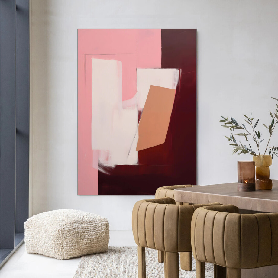 Urban Cotton Wandkleed 'Red Fields' 110 x 145cm in Frame - black afbeelding 