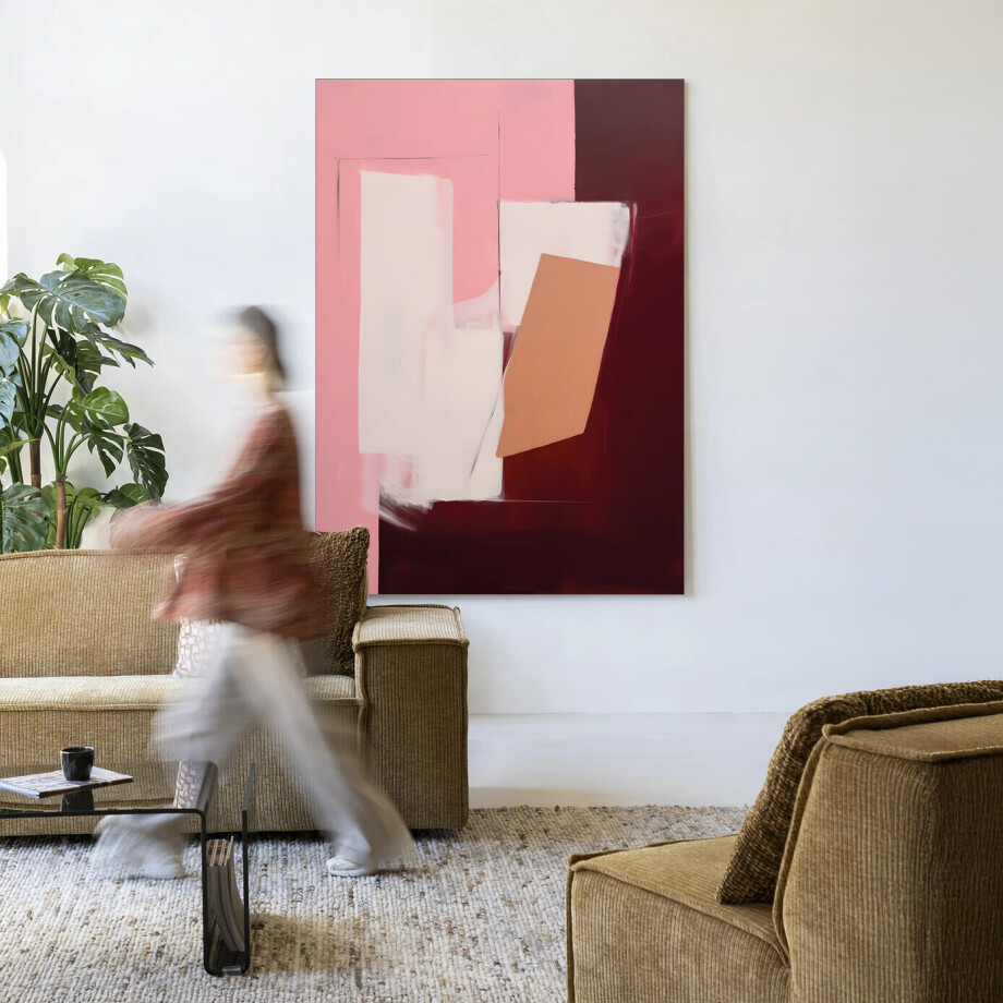 Urban Cotton Wandkleed 'Red Fields' 80 x 110cm in Frame - black afbeelding 