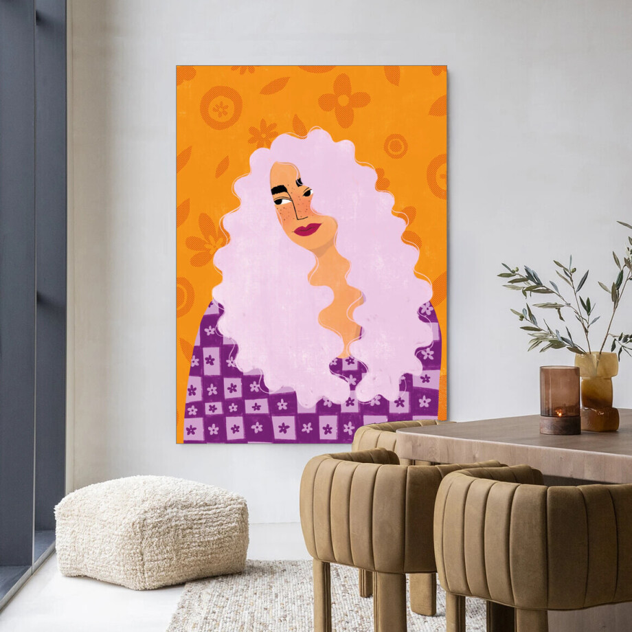 Urban Cotton Wandkleed 'Retro Girly' 145 x 190cm in Frame - black afbeelding 