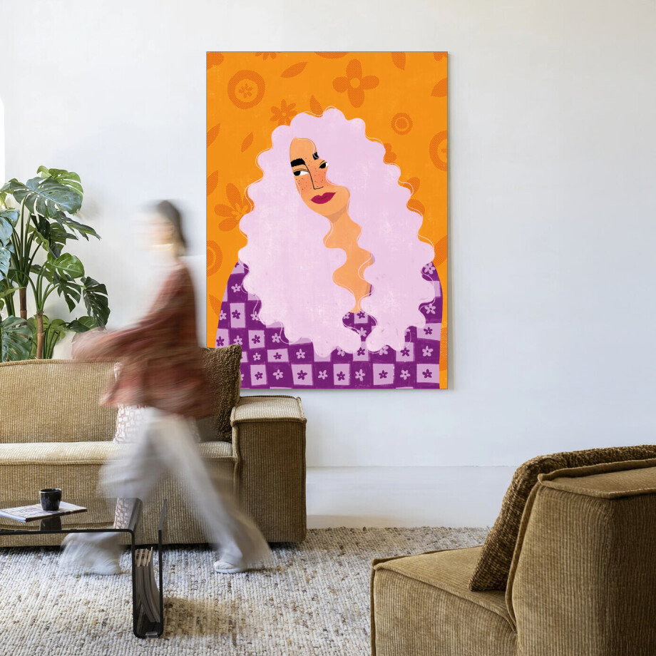 Urban Cotton Wandkleed 'Retro Girly' 80 x 110cm in Frame - black afbeelding 