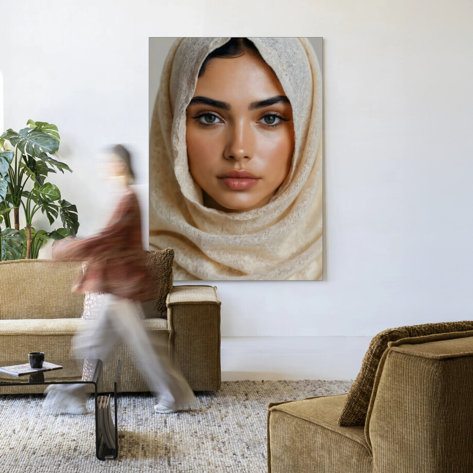 Urban Cotton Wandkleed 'Sahara' 80 x 110cm in Frame - black afbeelding 