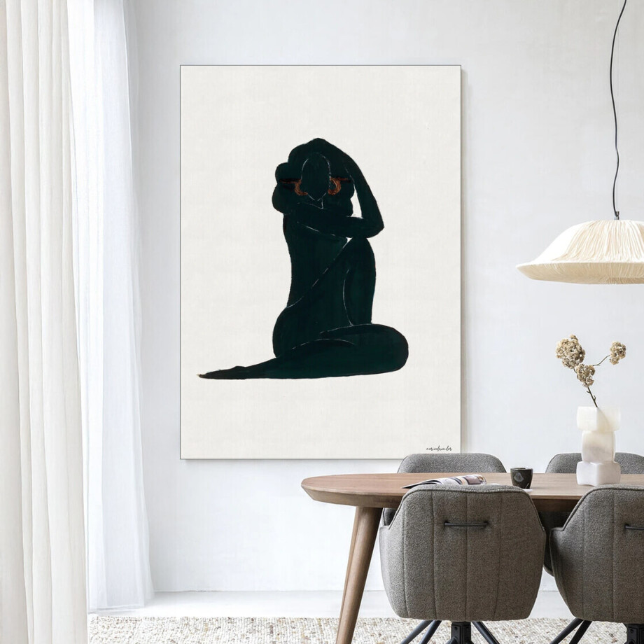 Urban Cotton Wandkleed 'Stillness' 80 x 110cm in Frame - black afbeelding 